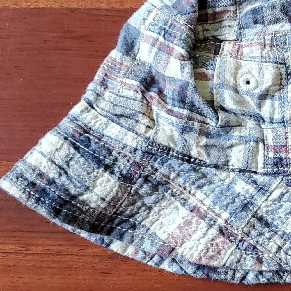 Baby Gap Blue/Gray Plaid Beach Hat 12-18 Months